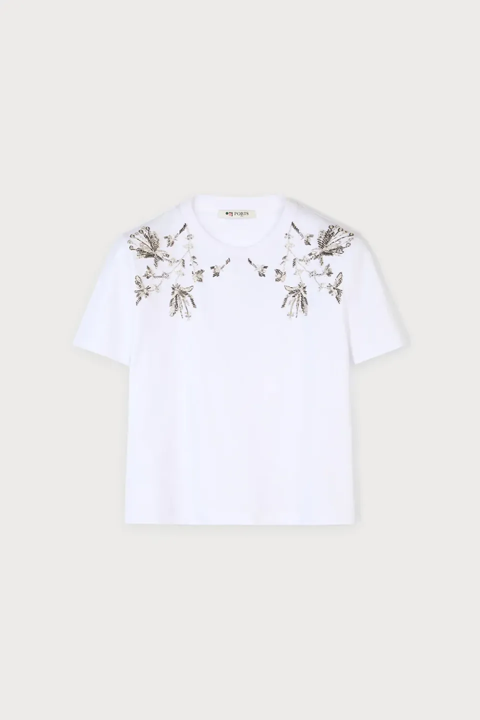PORTS 1961 t-shirt Sketch Bloom bianca ricamata