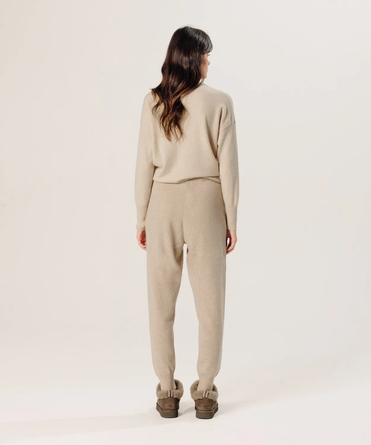 Rodier pantaloni jogging cashmere beige 100% cashmere
