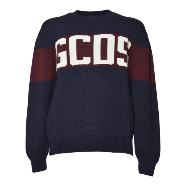 Gcds B2CM1505KI4 maglione donna blu cotone logo