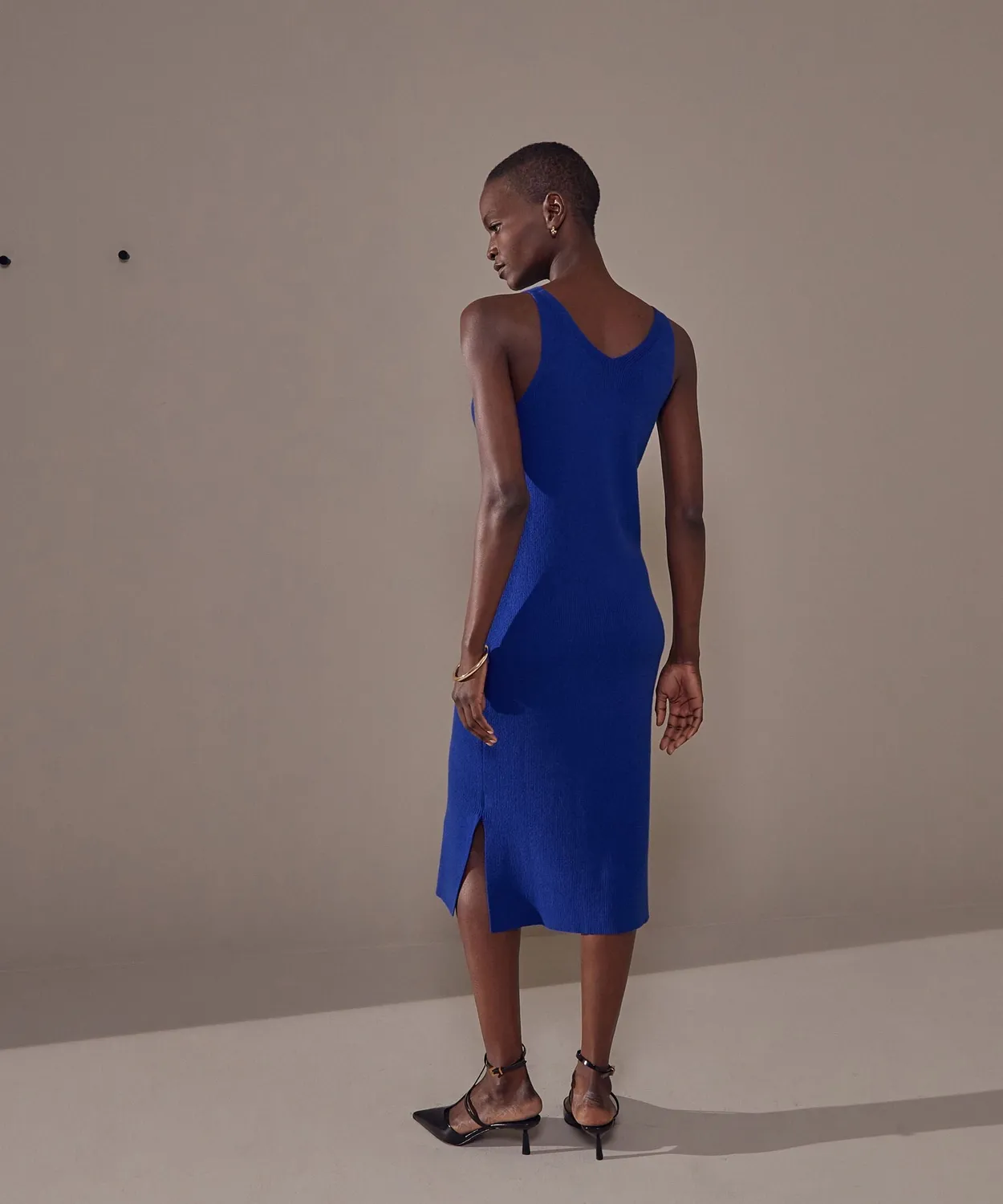 Rodier abito maglia midi senza maniche blu oltremare