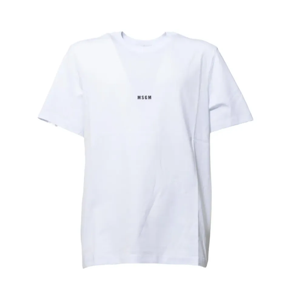 MSGM 2000MM500200002 T-shirt Bianca Cotone Mini Logo M