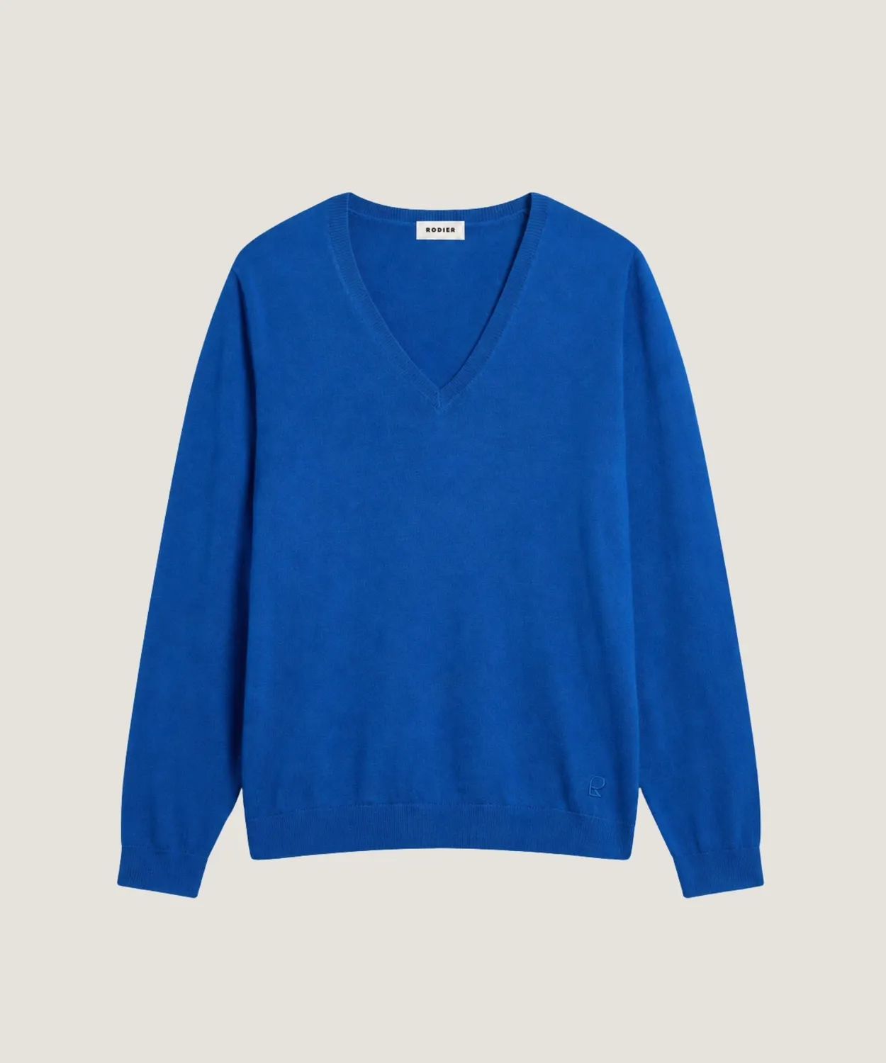 Rodier Maglione scollo V lana merino Blu Azzurro
