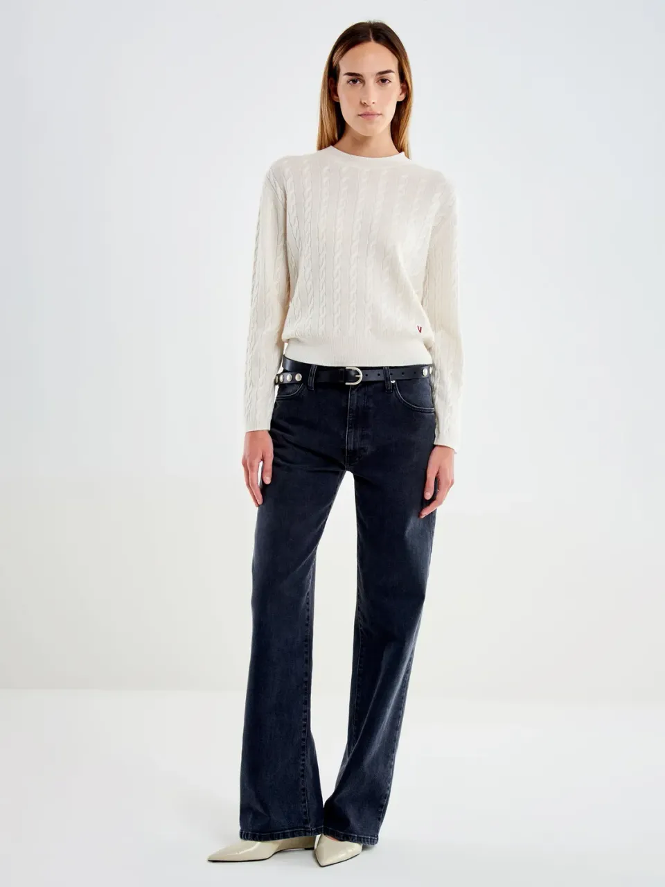 VICOLO Pull Girocollo a Trecce maglione naturale S M L