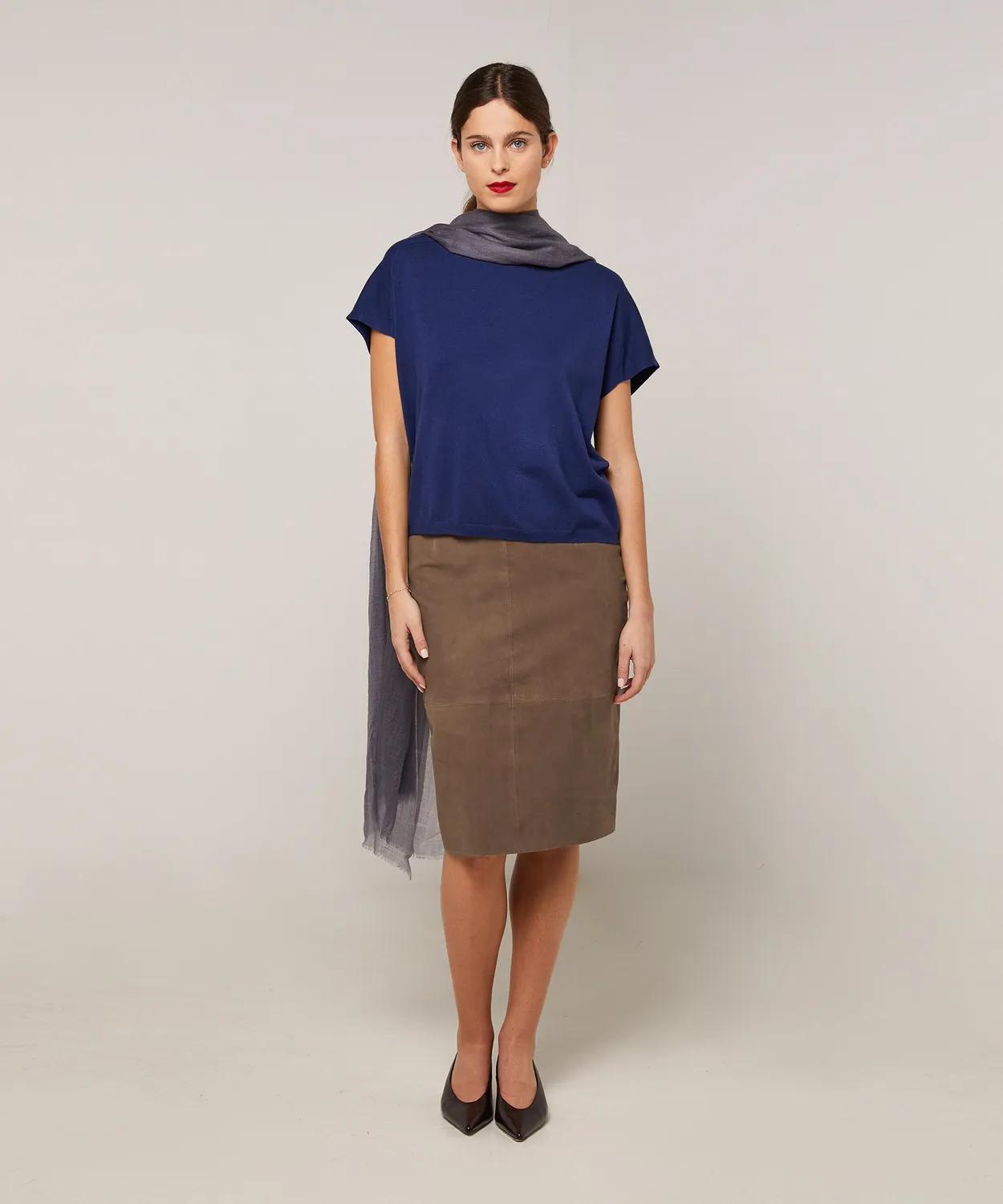 Rodier Sciarpa in Cashmere Pregiato Grigio Taglia Unica