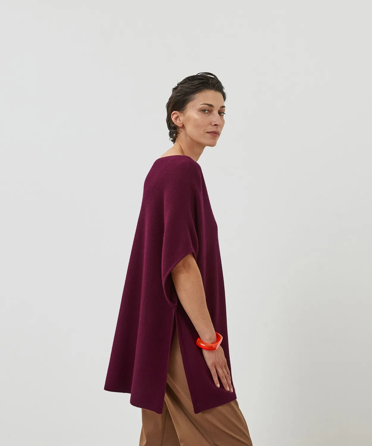 Rodier Poncho in Cashmere Lie de Vin 100%