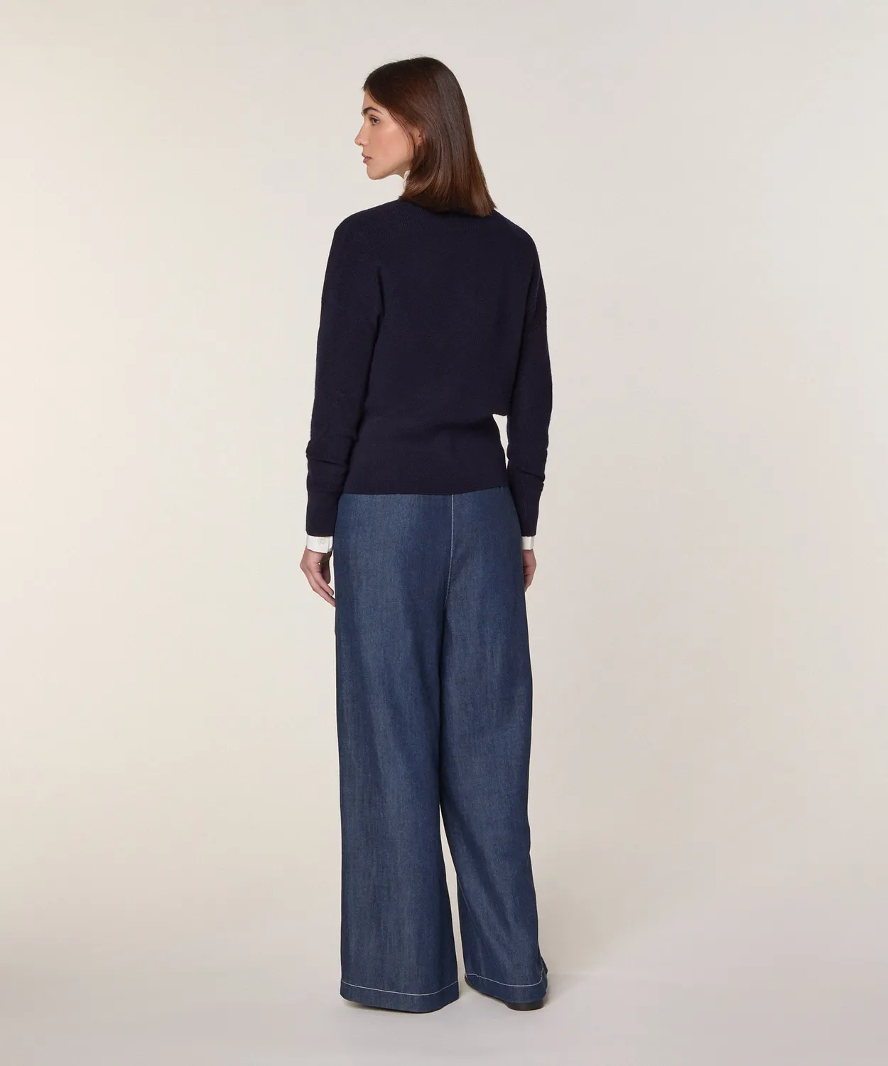 Rodier maglione trompe l'oeil merino blu navy