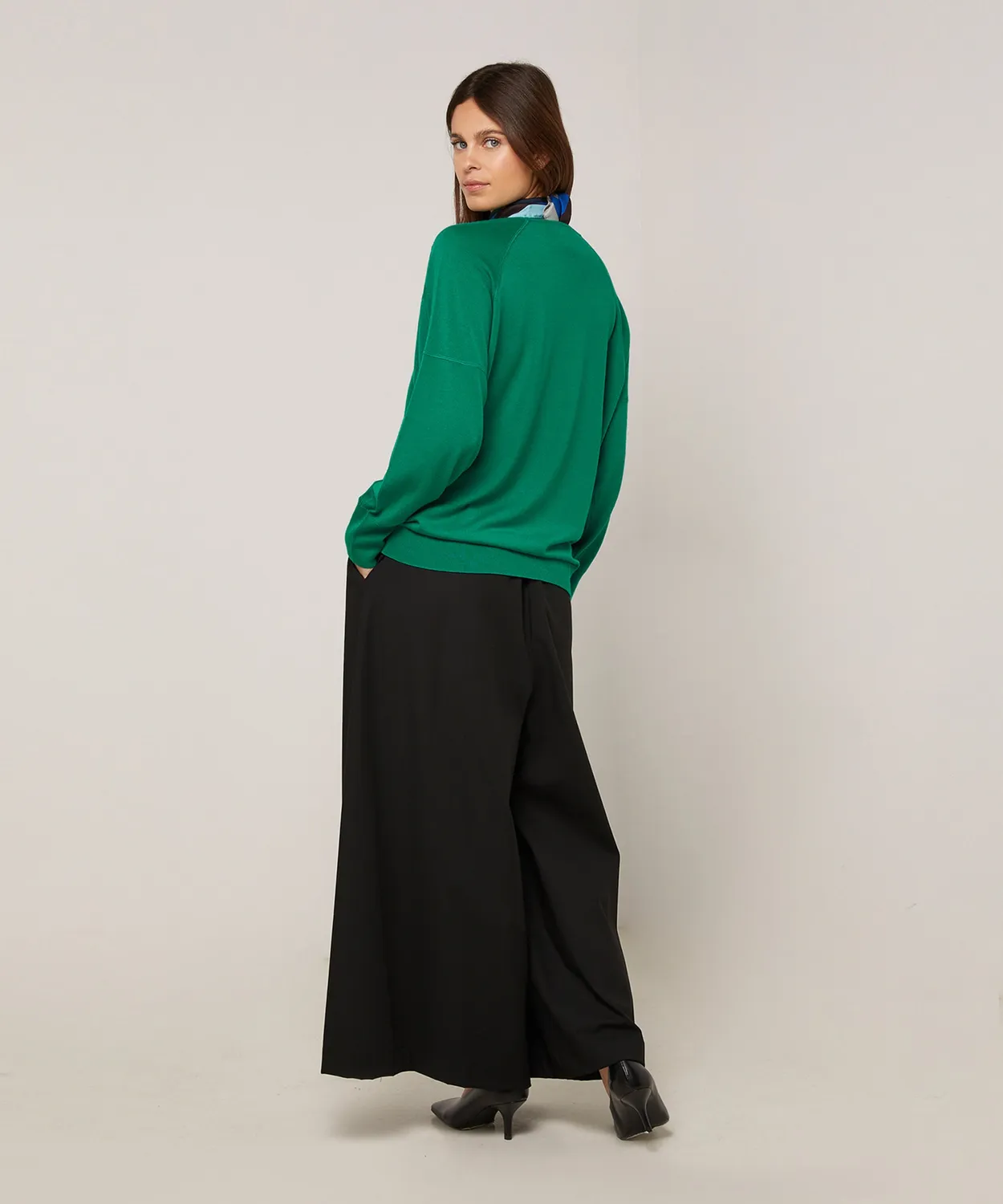 Rodier Maglione Scollo a V Oversize Verde Smeraldo