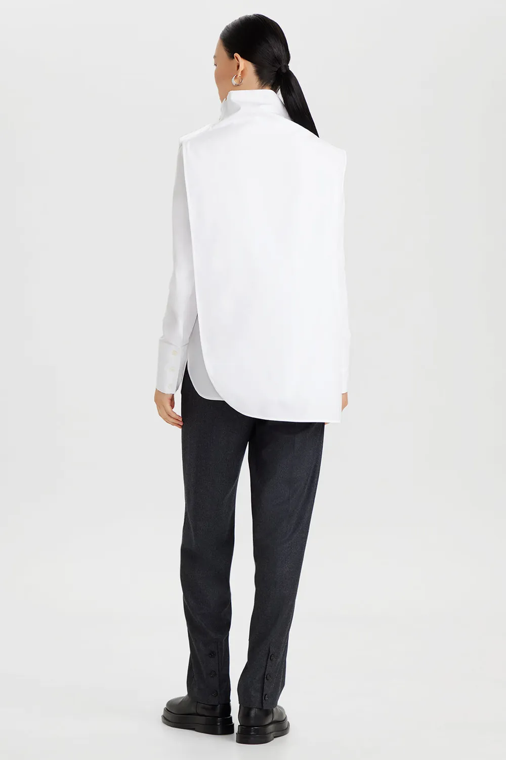PORTS Cotton Asymmetric gilet bianco ottico