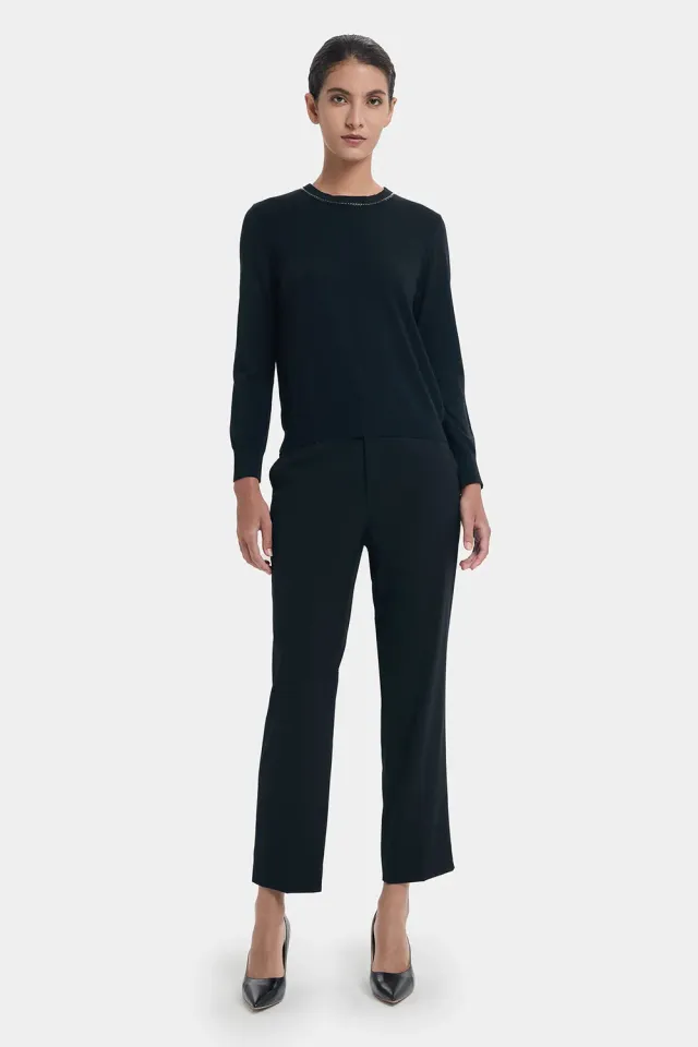 PORTS FW24 Silver Raindrop Chain maglione nero lana