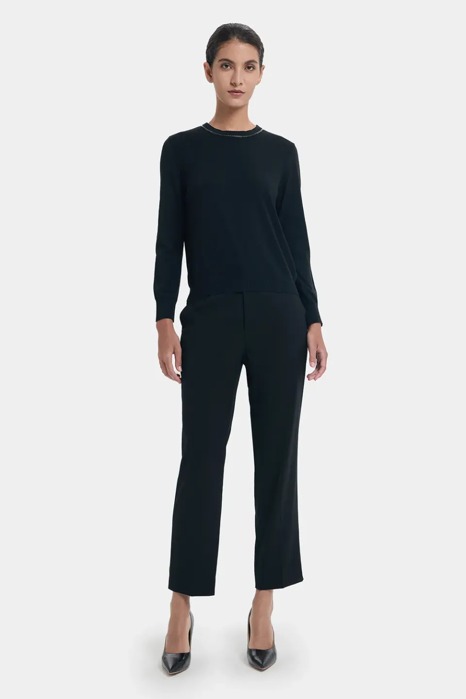 PORTS FW24 Silver Raindrop Chain maglione nero lana