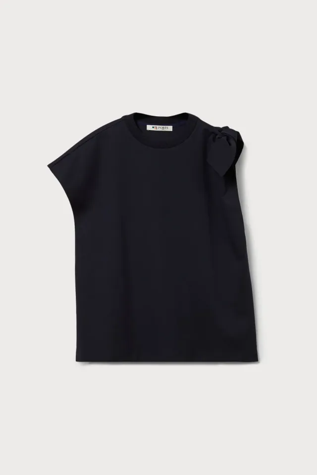 PORTS Cotton Bow Detail top blu navy