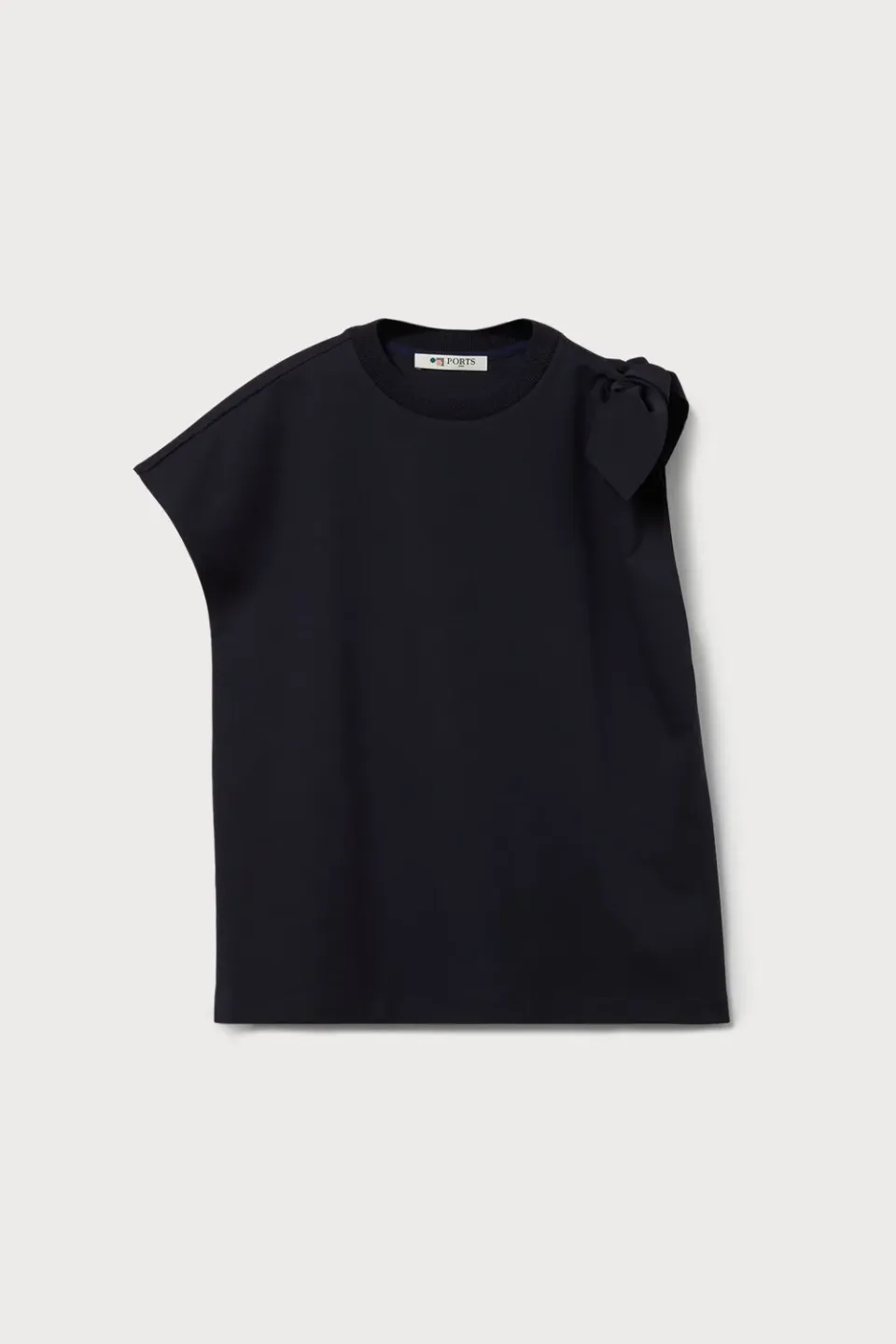 PORTS Cotton Bow Detail top blu navy