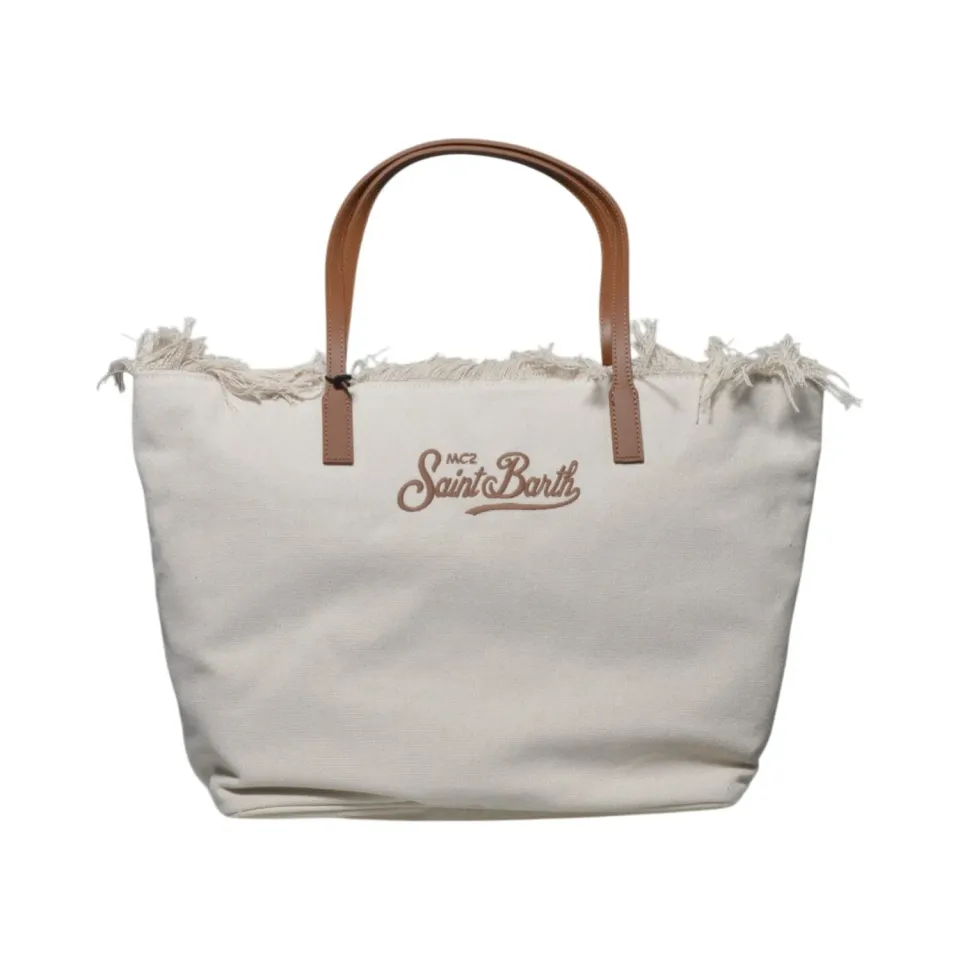 Saint Barth CBF0001 city bag fringe denim bianco UNI