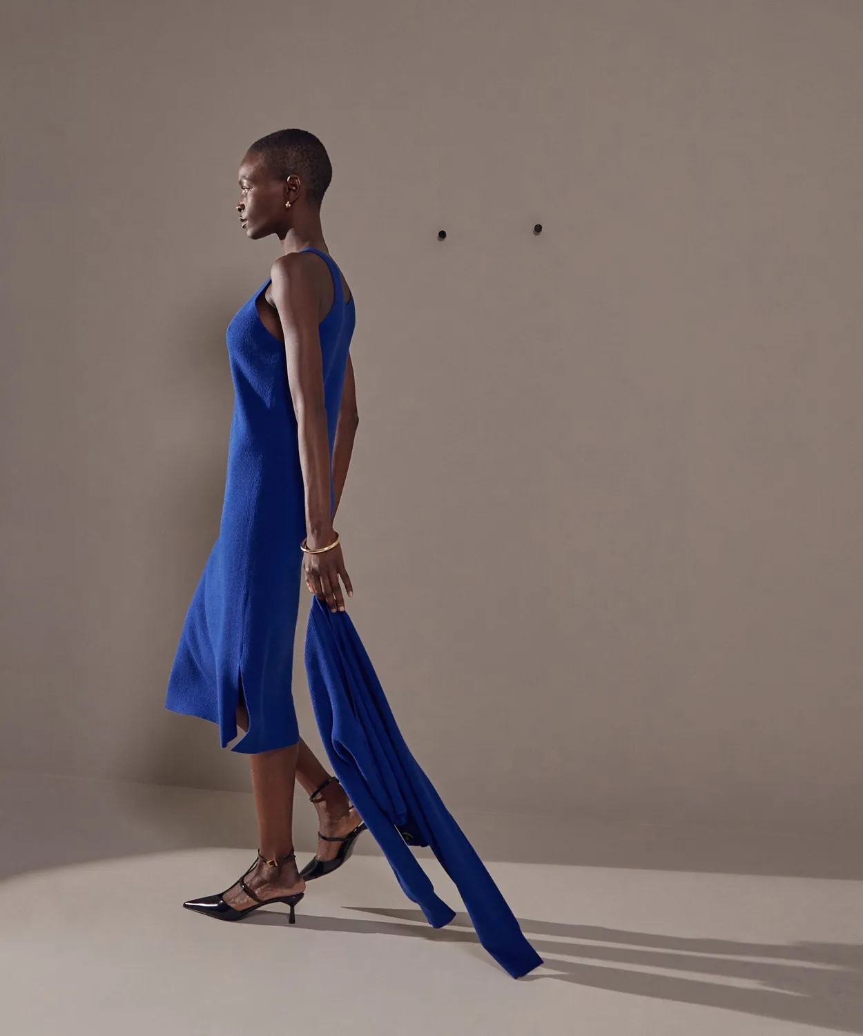 Rodier abito maglia midi senza maniche blu oltremare