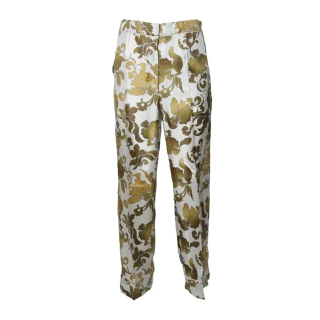 S Max Mara Leda 2519131183600 pantalone seta beige oro 38