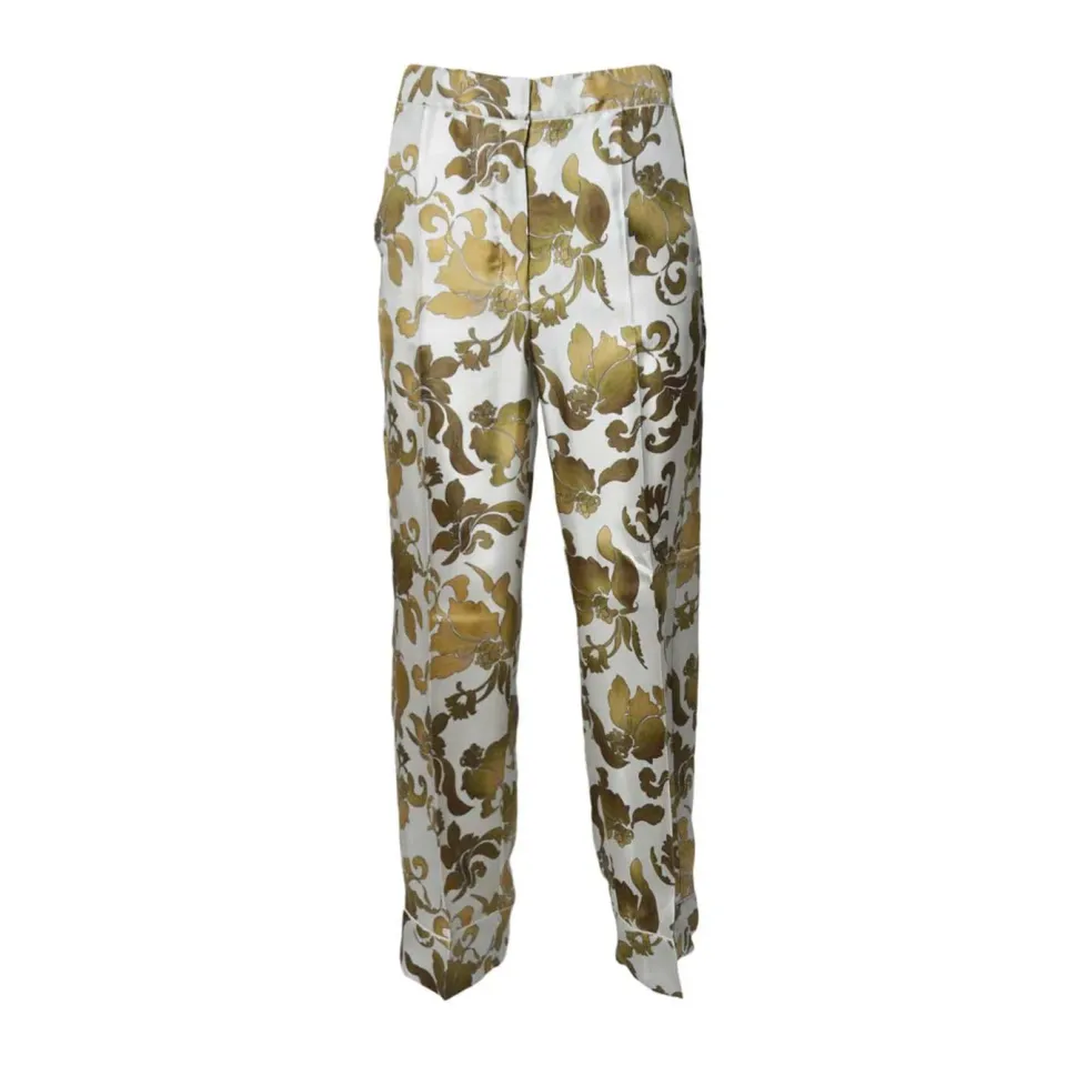 S Max Mara Leda 2519131183600 pantalone seta beige oro 38