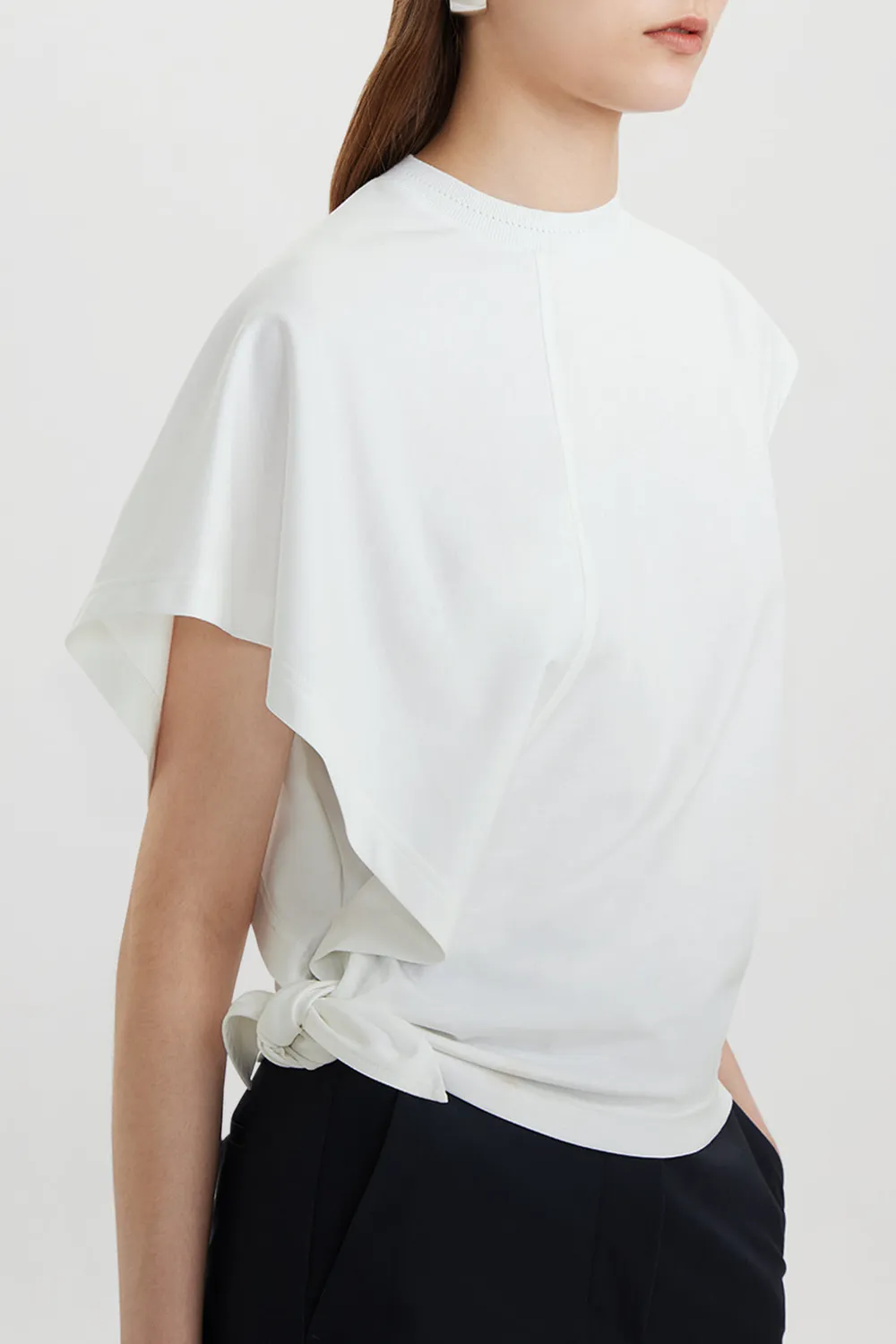 PORTS 1961 Asymmetric Knot top bianco cotone