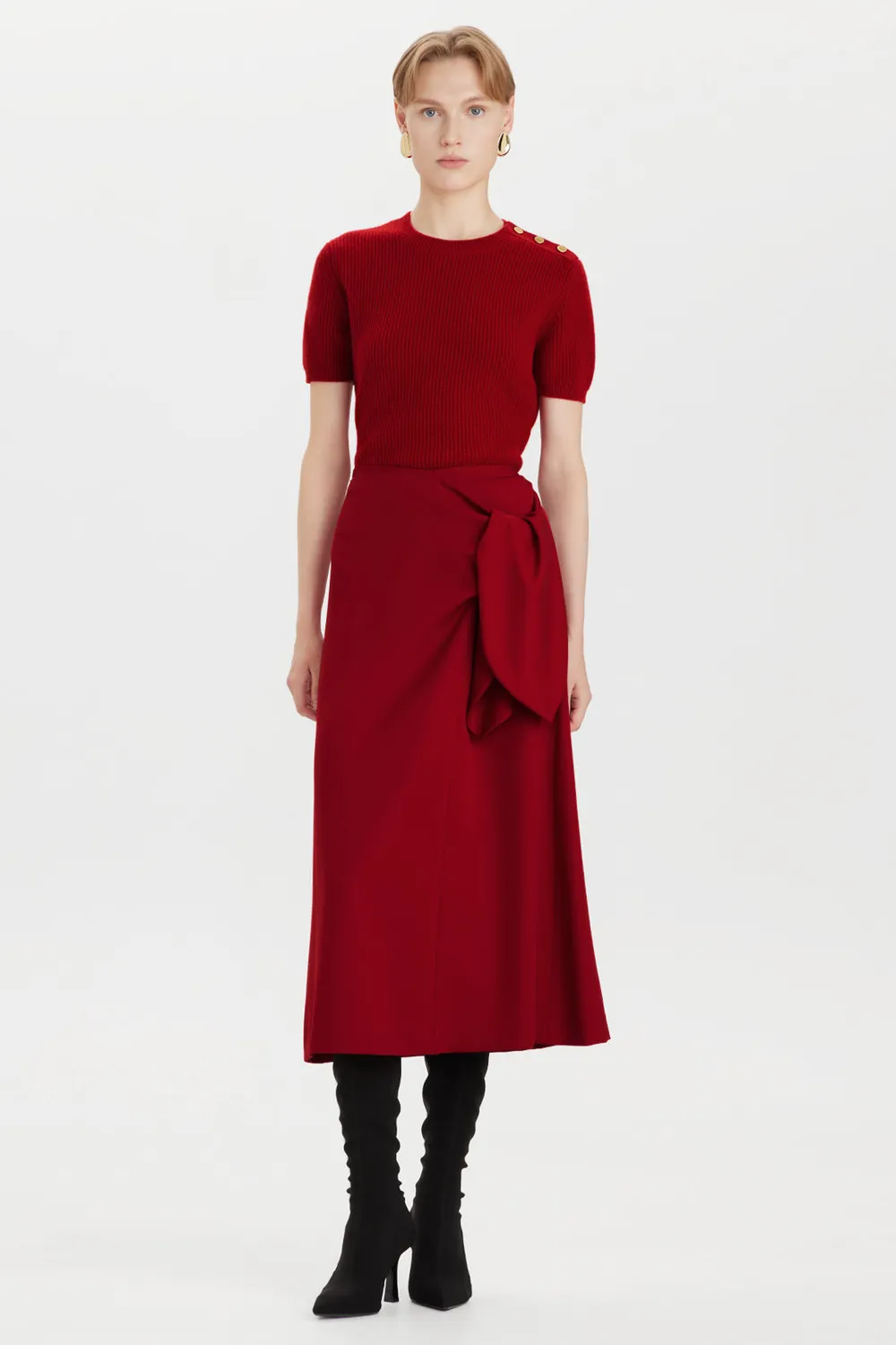 Ports Wool Wrap gonna rossa maxi lana 100%