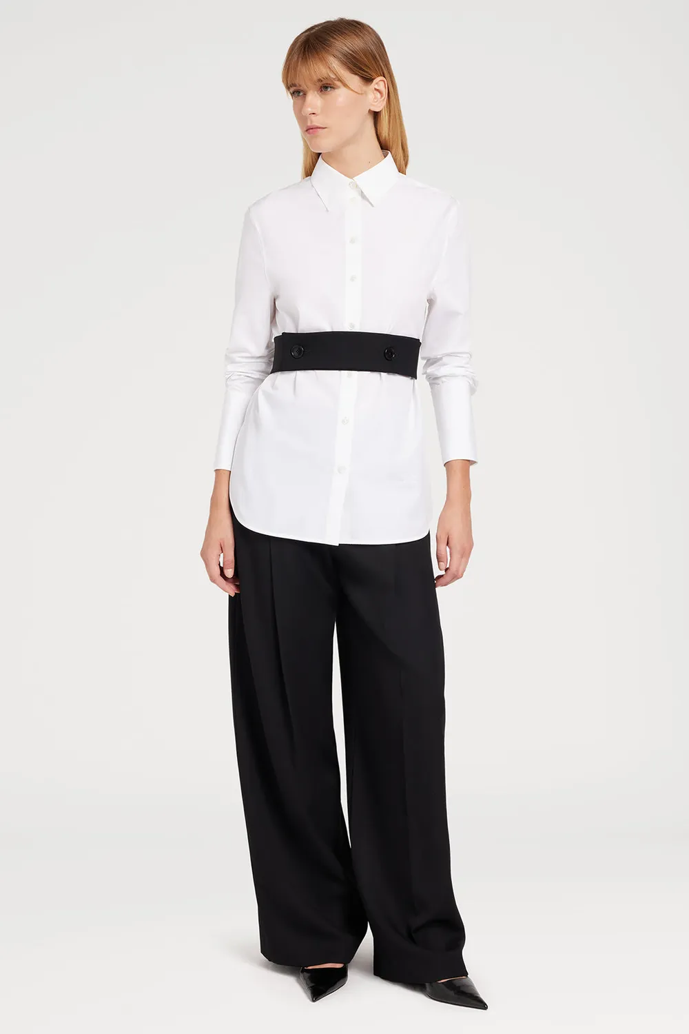 PORTS 1961 PW425 camicia bianco ottico cintura