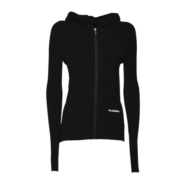 Jil Sander J40HP0007J15410 cardigan nero zip donna