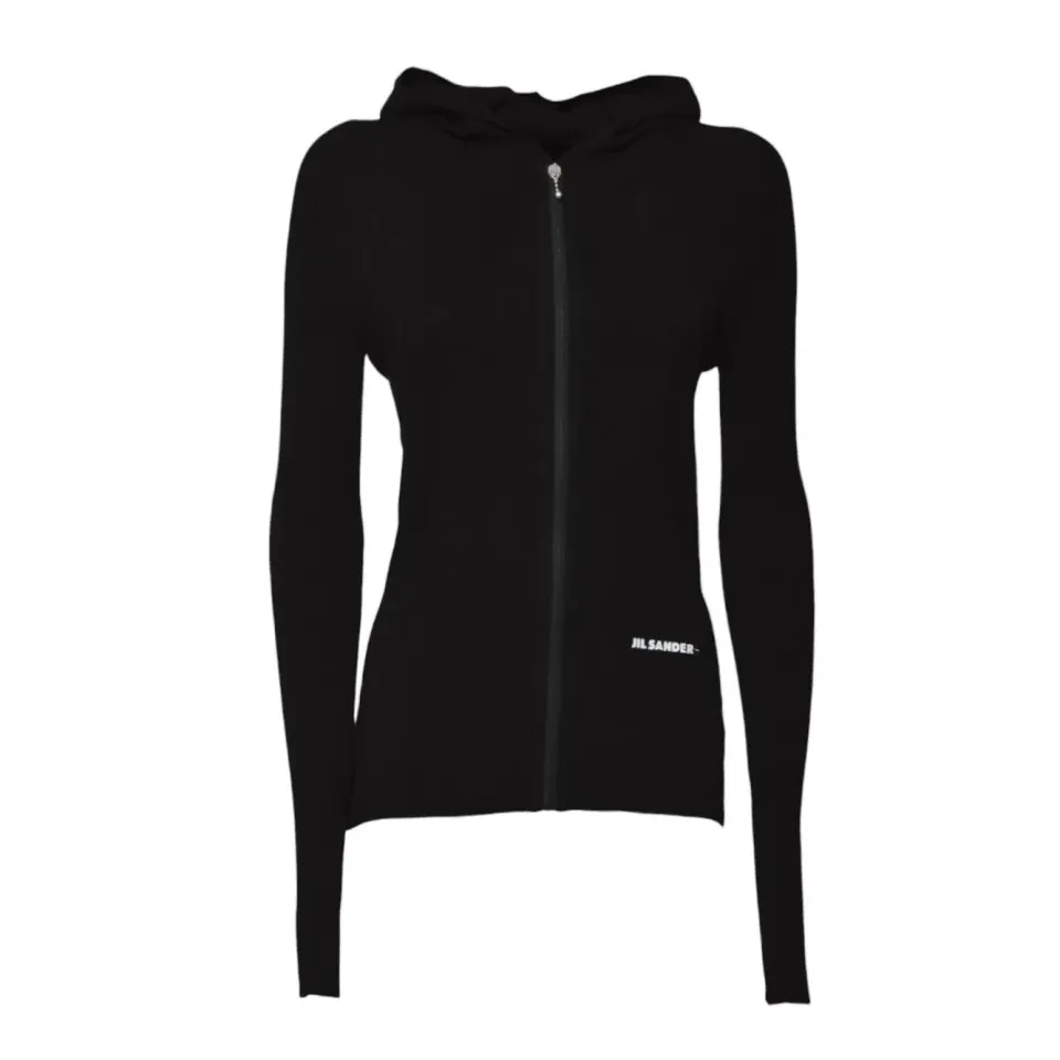 Jil Sander J40HP0007J15410 cardigan nero zip donna