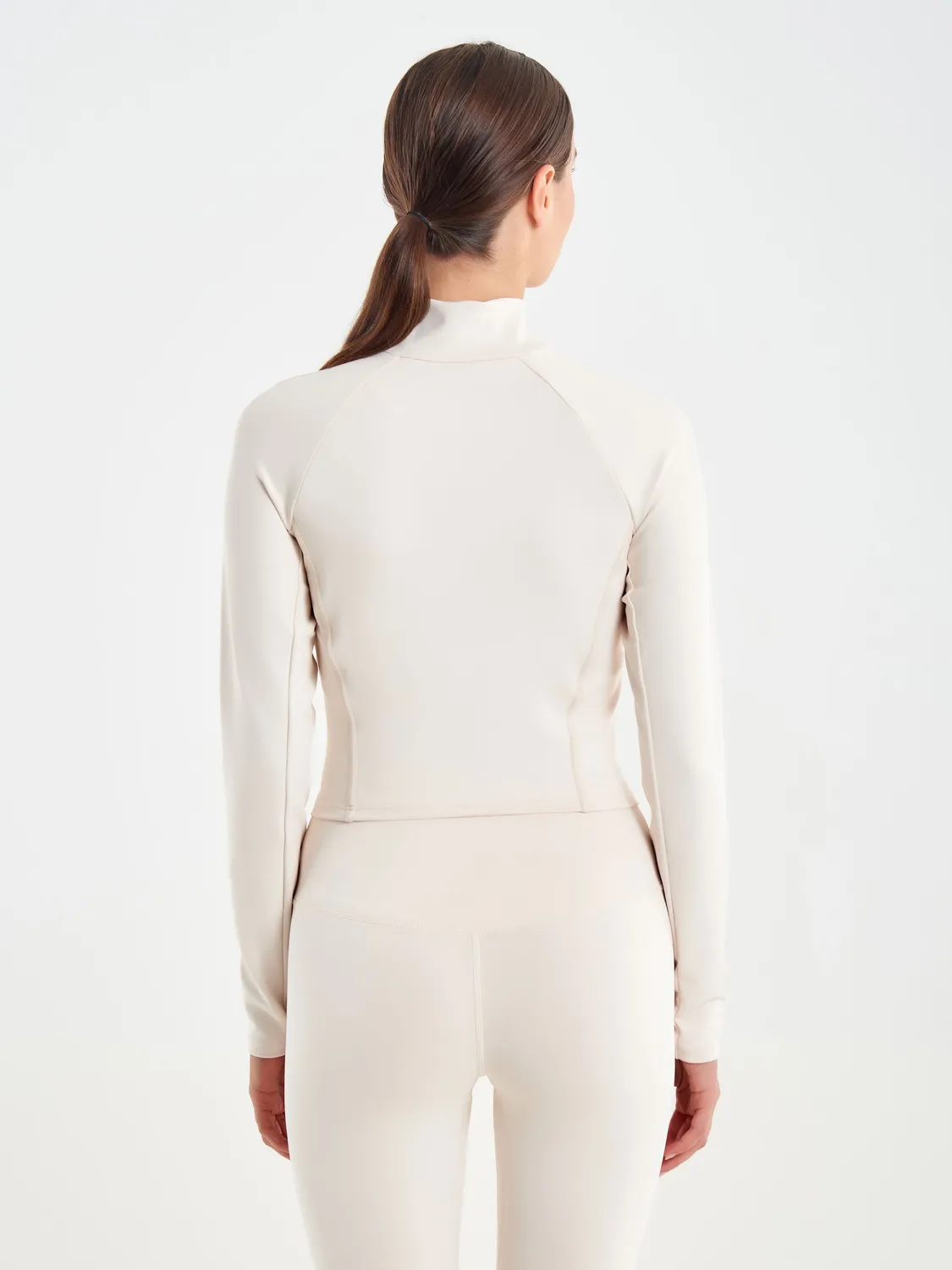 Vicolo Felpa Cropped con Zip felpa tecnica vaniglia