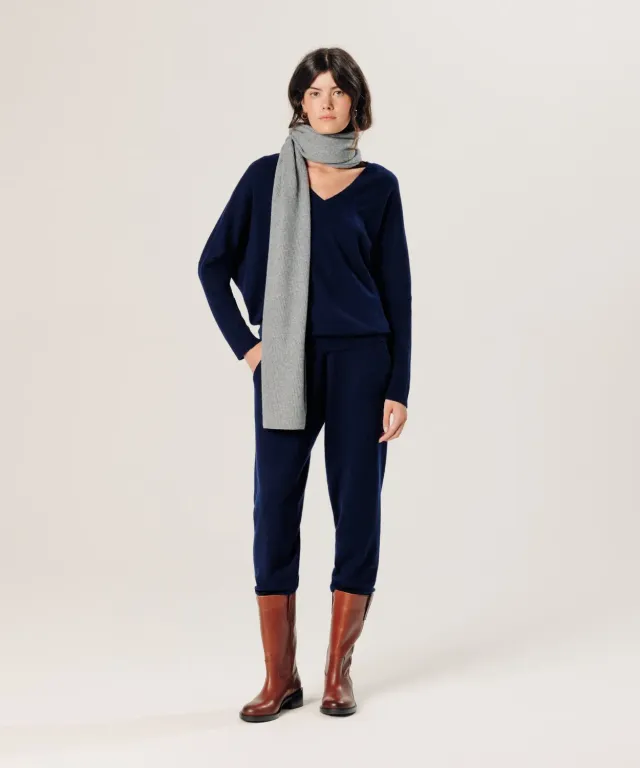 Rodier Maglione cashmere blu navy oversize scollo V