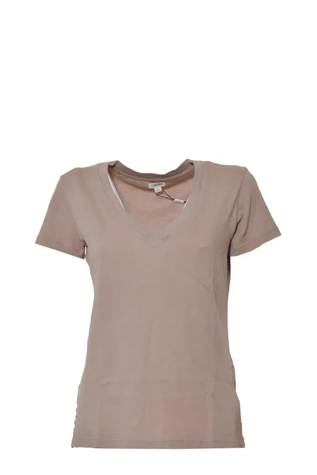 L'Agence Becca 5485DCJ t-shirt scollo V cipria slim