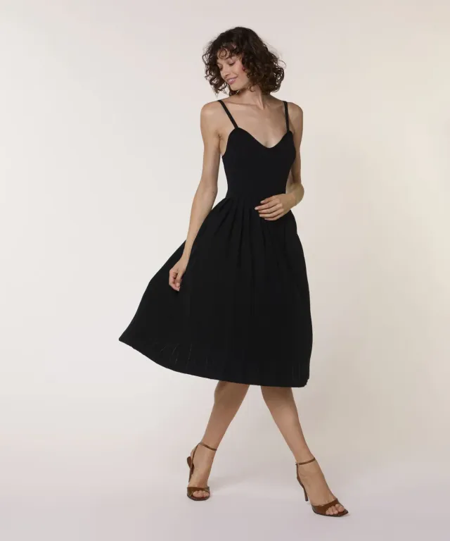 Rodier abito lungo maglia nero scollo a V