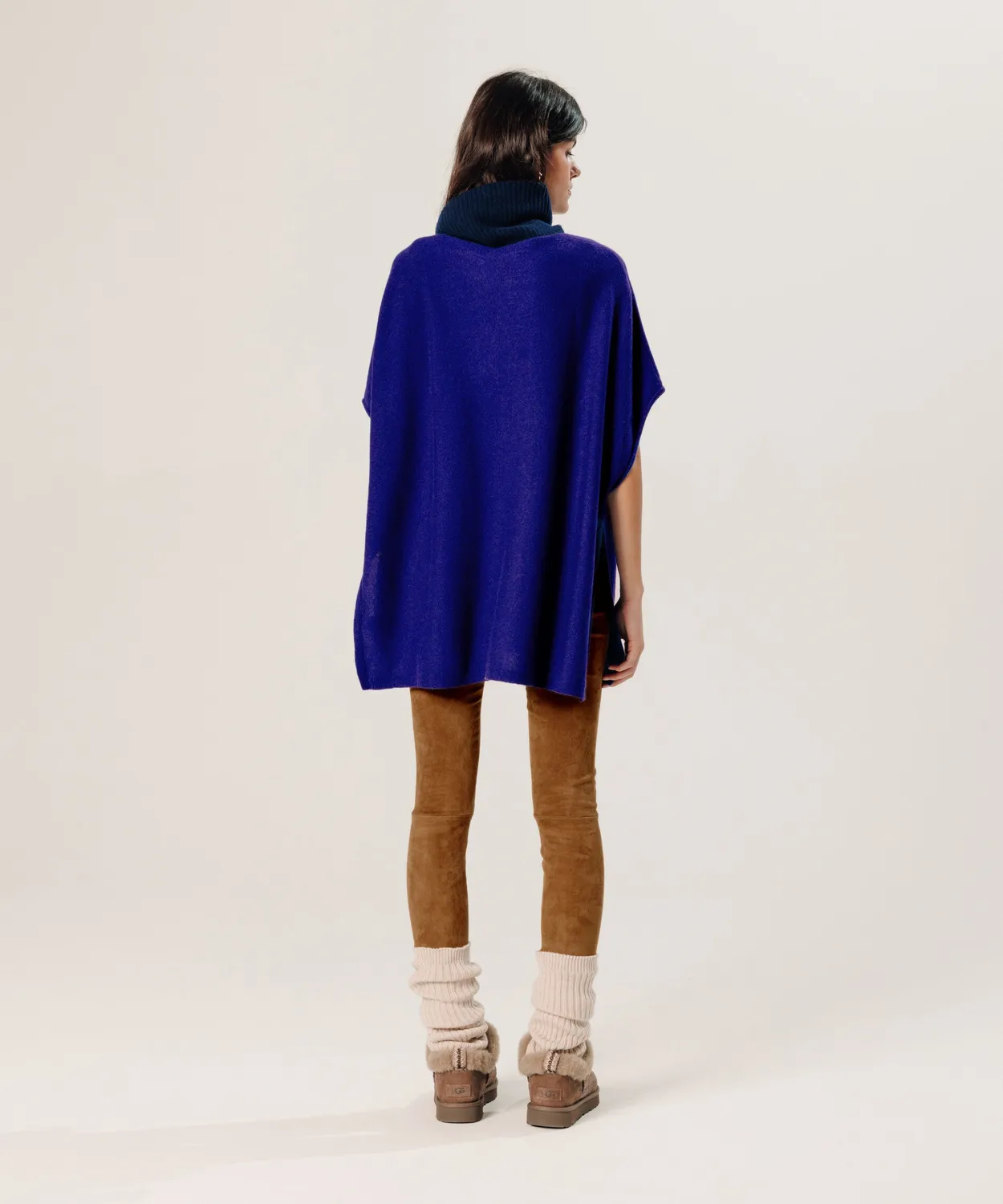 Rodier Poncho Cashmere Blu Oltremare 100% Cashmere