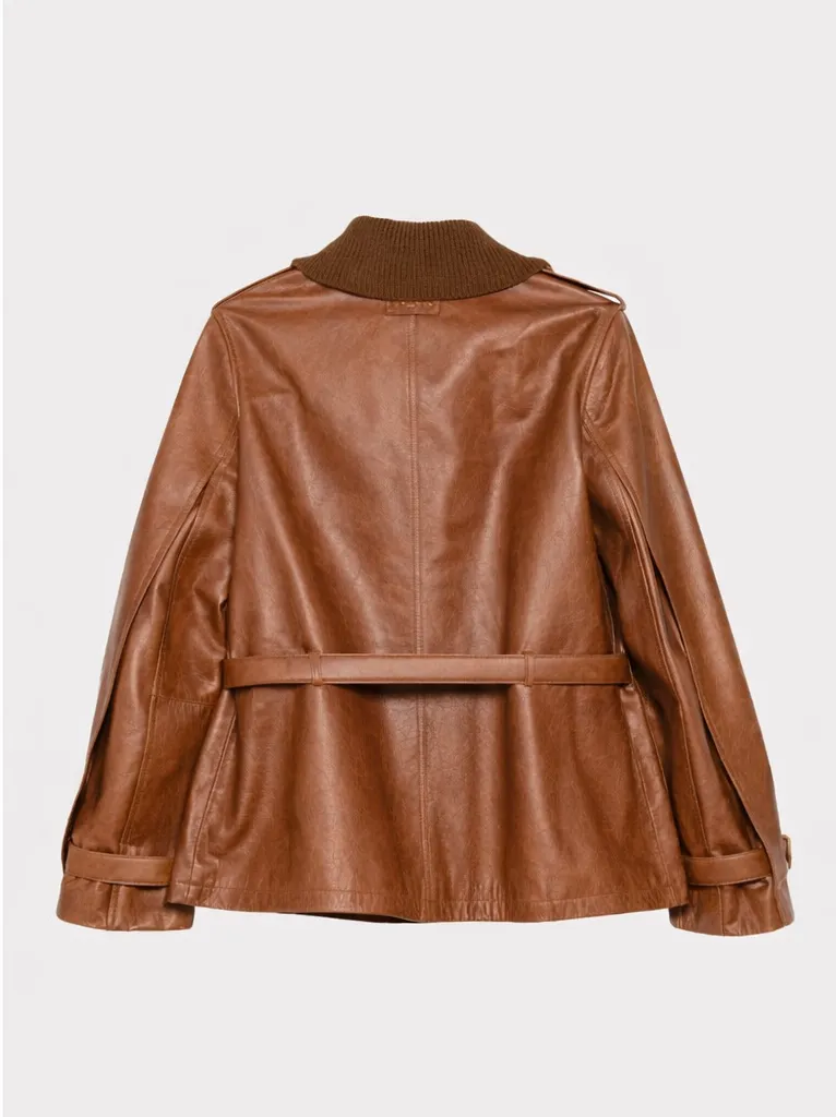 Ports 1961 Utility giacca pelle toffee cintura