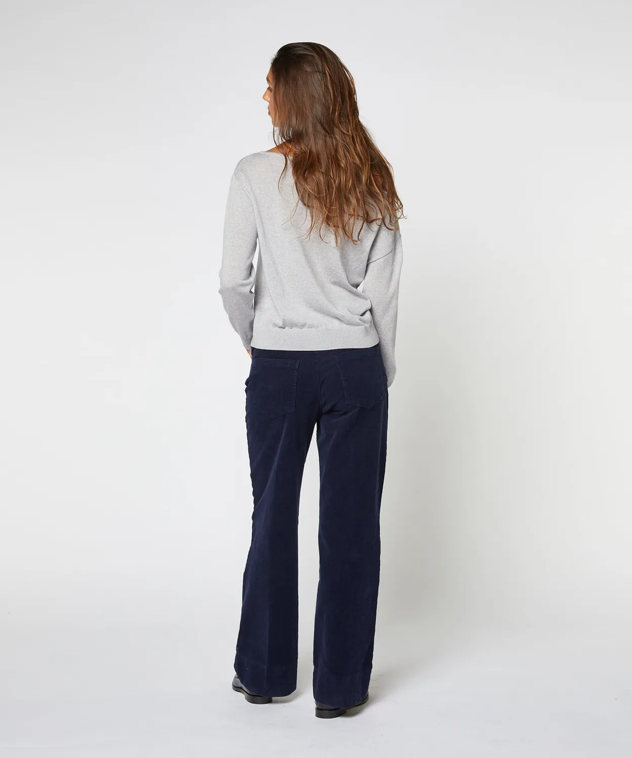 Rodier Pantaloni Larghi Donna Velluto Blu Marino