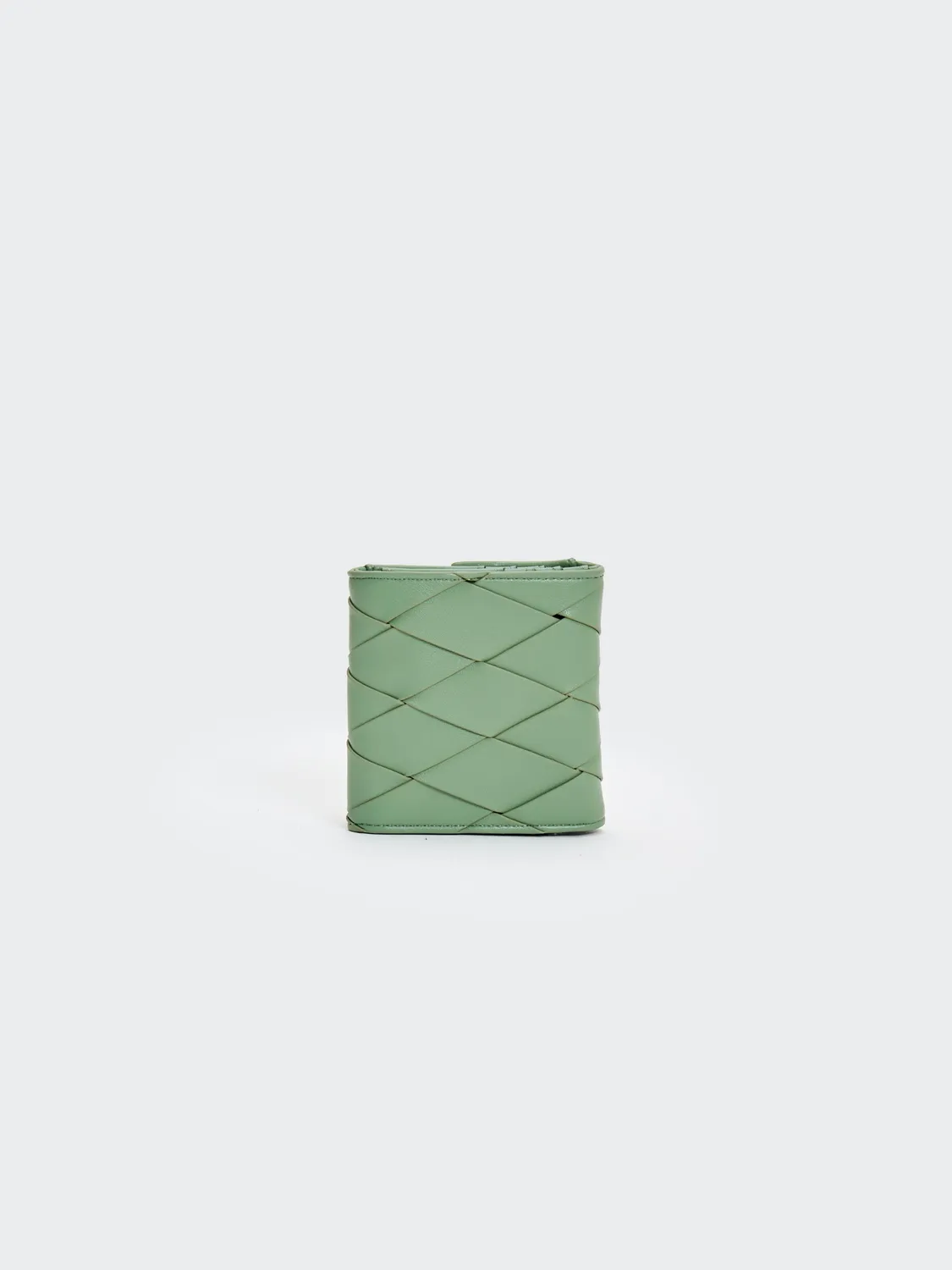 Vicolo portafoglio ecopelle intrecciata verde salvia zip