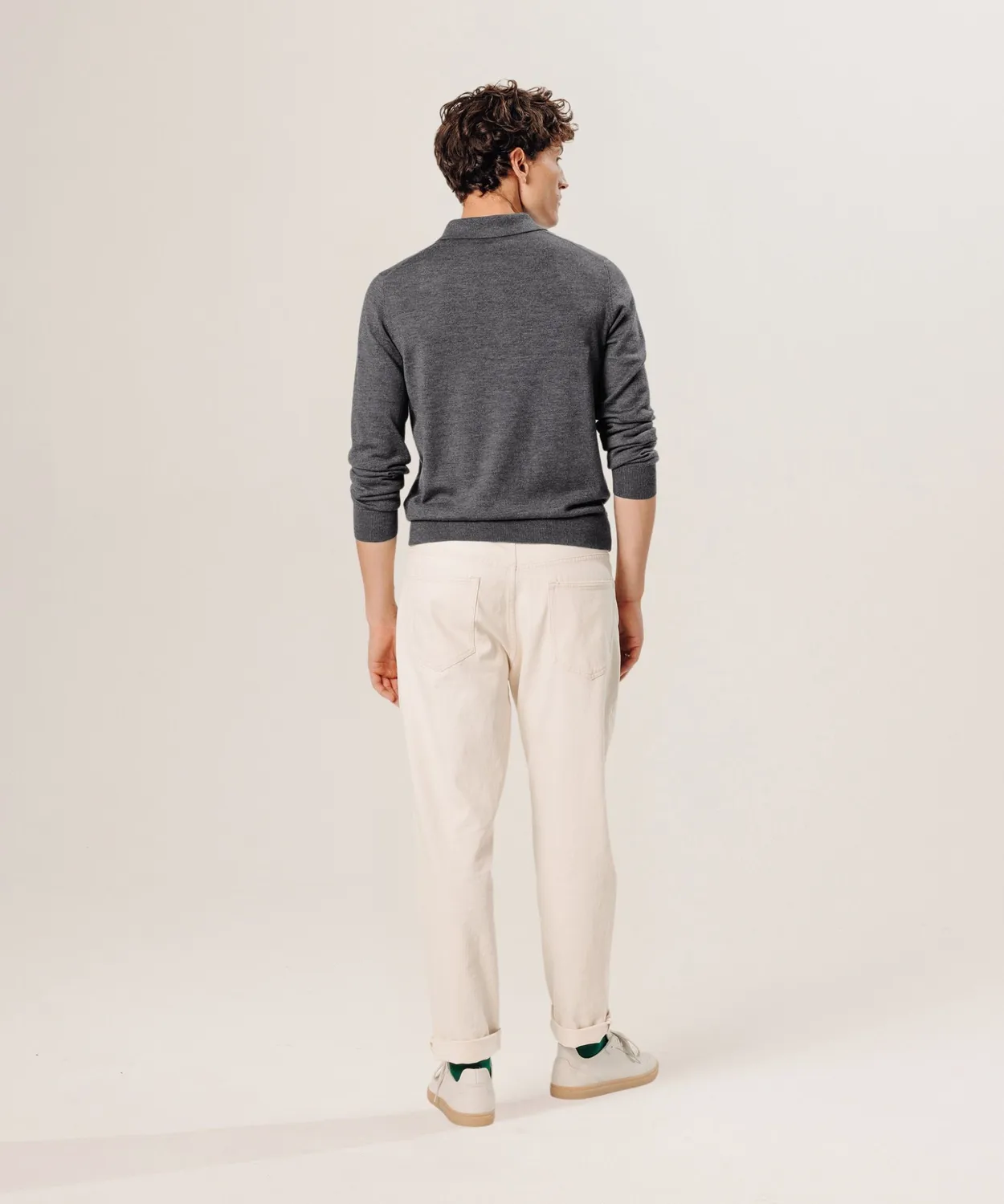 Rodier polo lana merino uomo grigio scuro