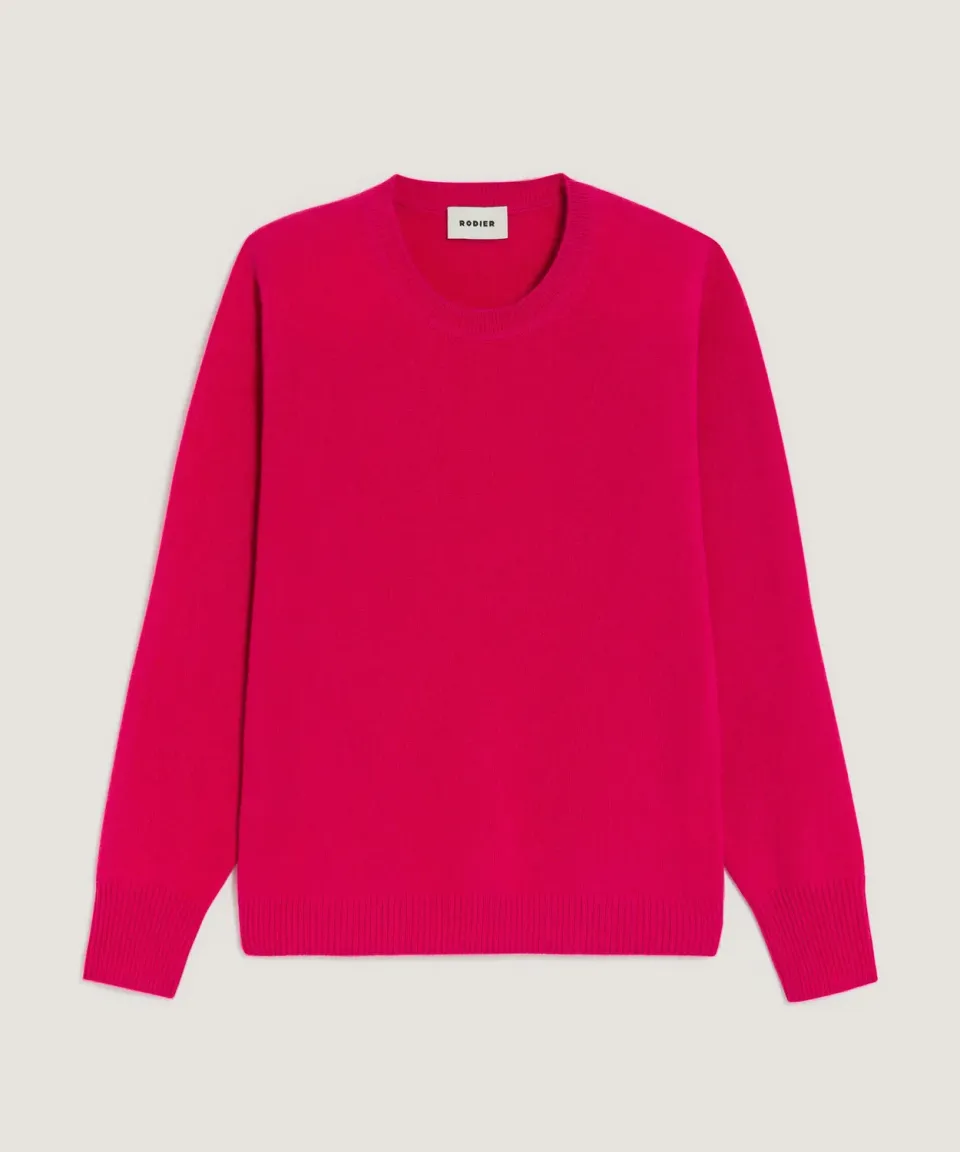 Rodier maglia girocollo cashmere rosa geranio 100% cashmere