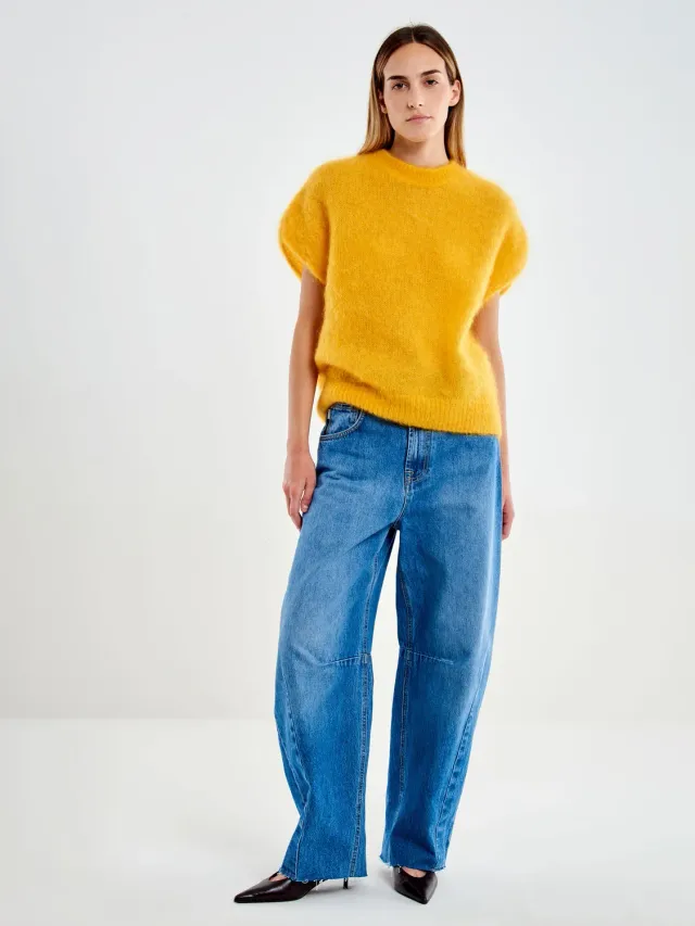 Vicolo Gilet Girocollo in mohair ocra taglia unica