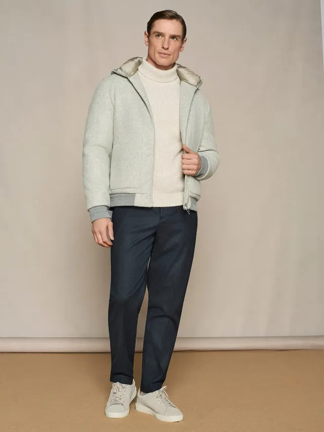 Paul Taylor Pantalone Wide Fit Flanella Blu coulisse