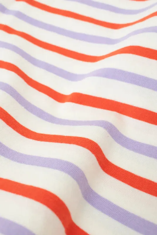 Jyoti Popeia t-shirt cotone righe rosso viola bianco