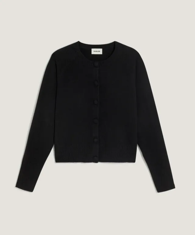 Rodier cardigan corto cashmere girocollo nero donna