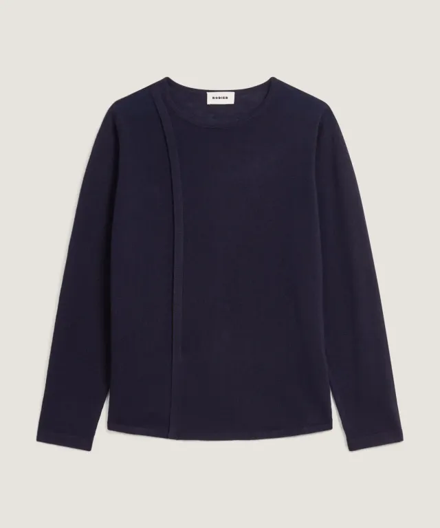 Rodier Maglione girocollo lana merino blu navy