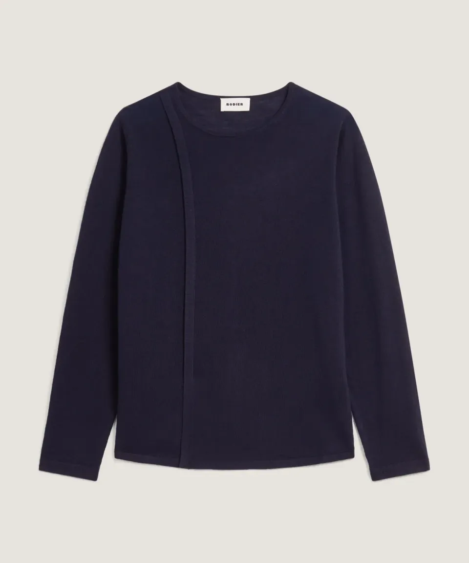 Rodier Maglione girocollo lana merino blu navy