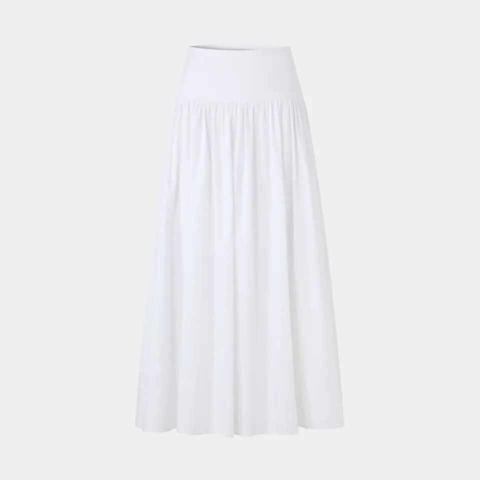 PORTS Serene White gonna plissettata crema cotone