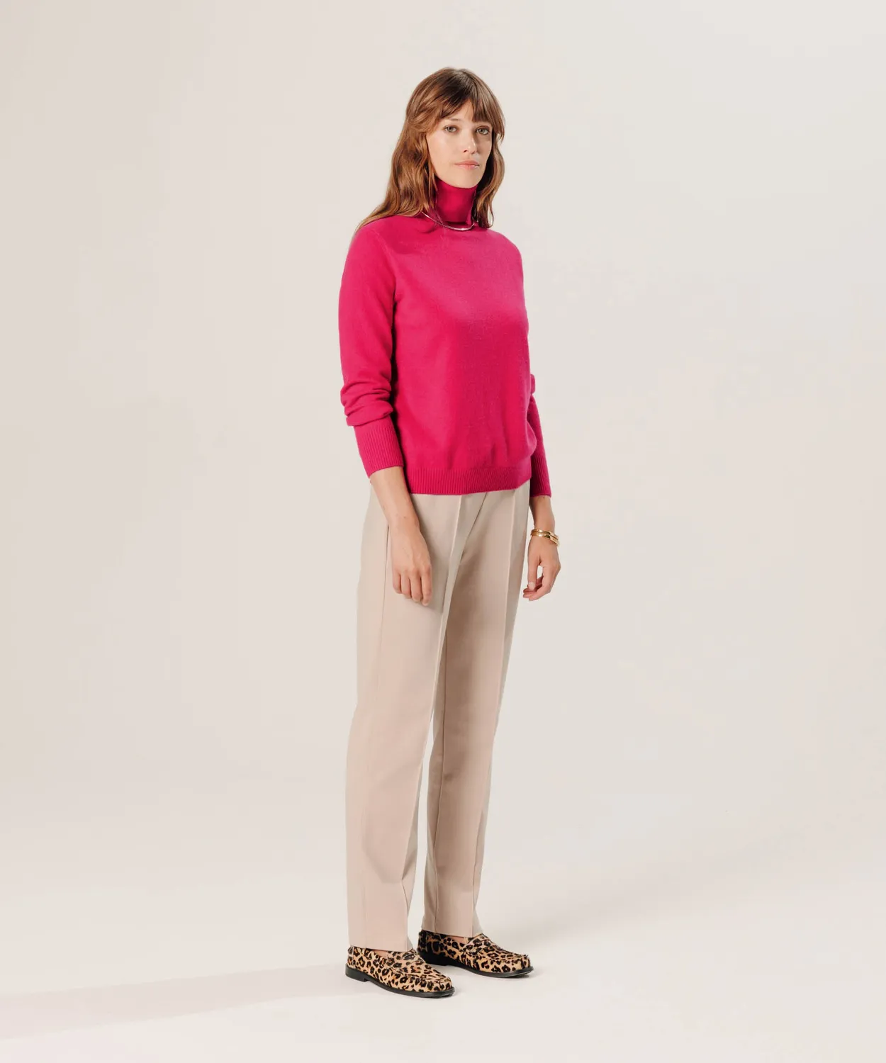 Rodier Dolcevita Cashmere Maglione Rosa Geranio dritto