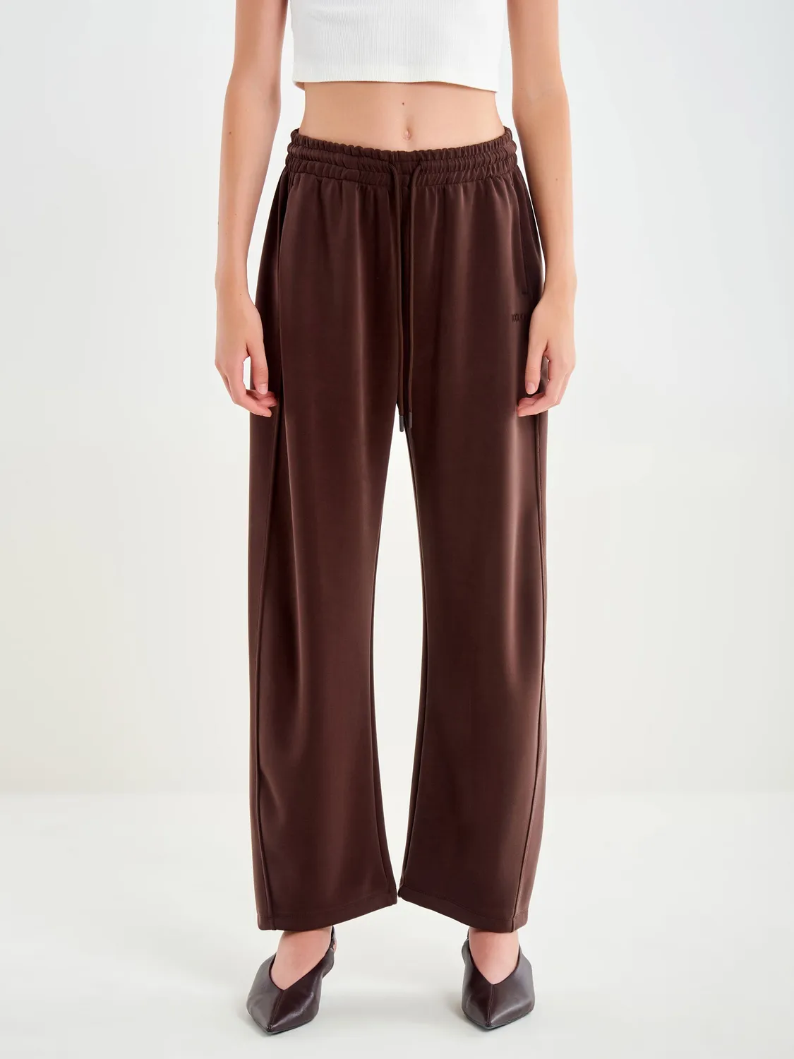 Vicolo Pantalone a Banana Elastico in Vita pantalone fondente