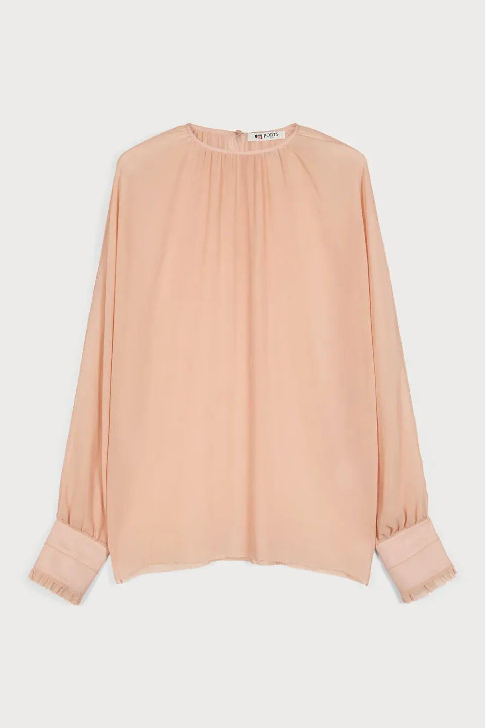 PORTS 1961 Blush Aura blusa nude georgette con volant