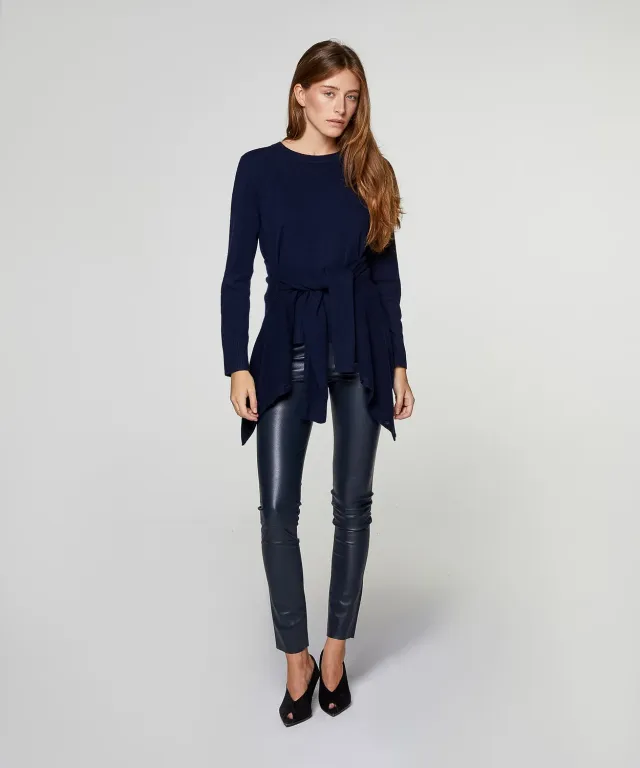 Rodier Maglione Girocollo Cashmere Blu Marino Maglia Fine