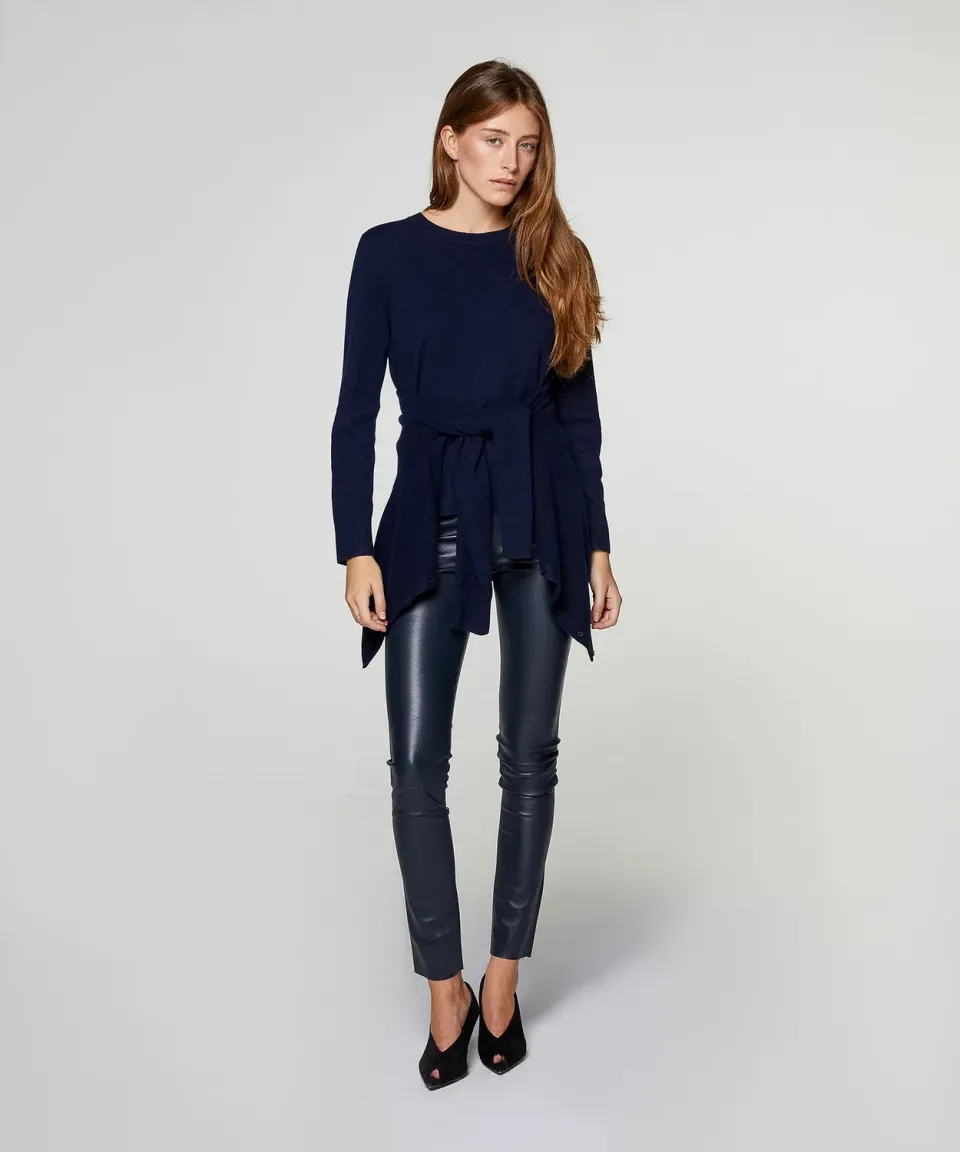 Rodier Maglione Girocollo Cashmere Blu Marino Maglia Fine