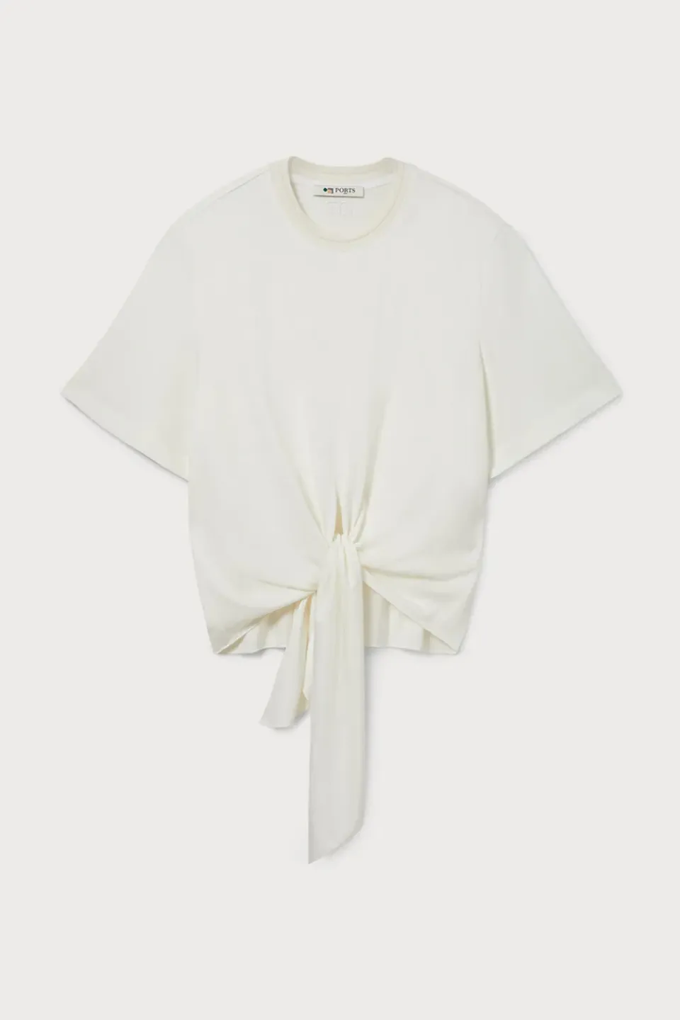PORTS 1961 Knot Detail t-shirt crema cotone seta