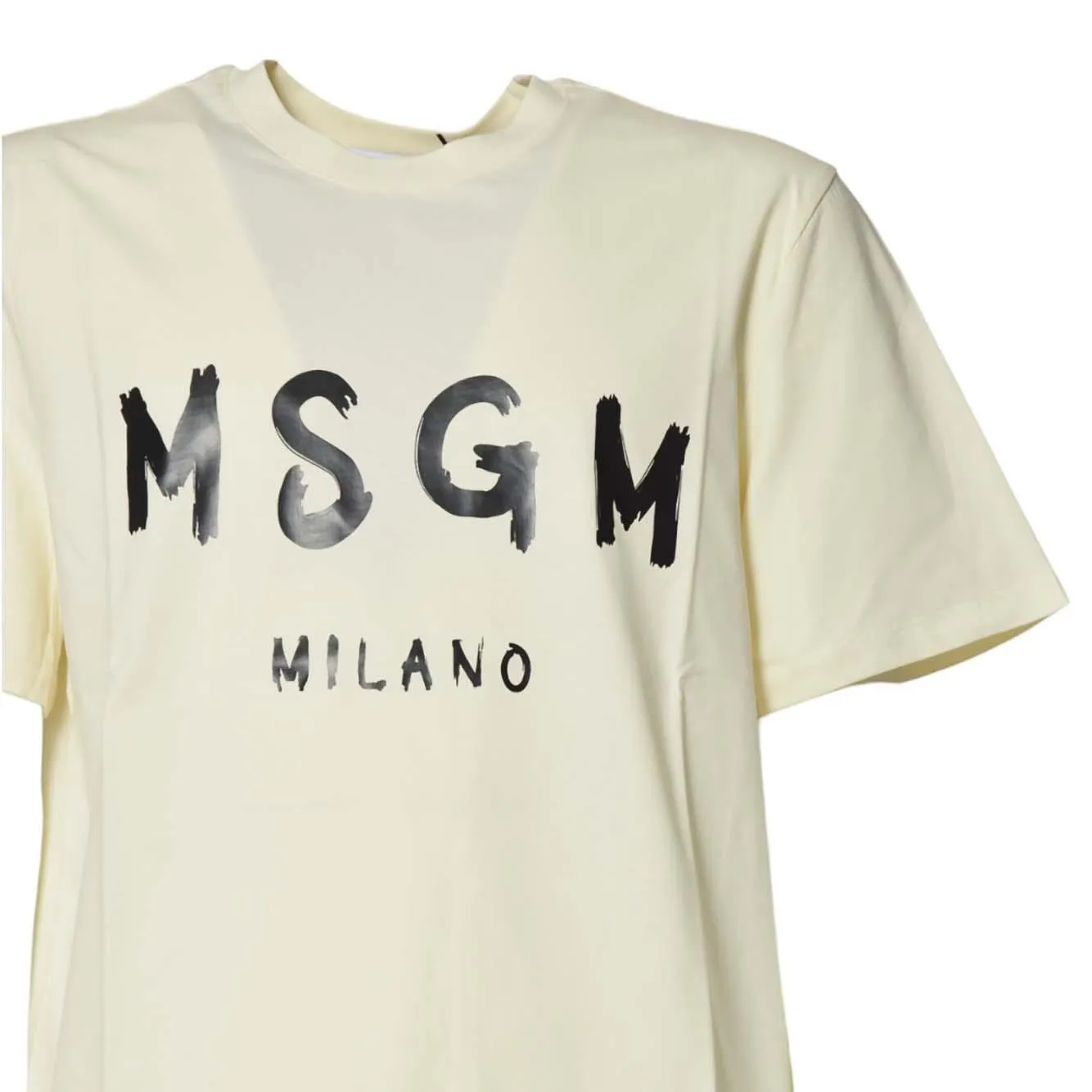 MSGM 2000MM510200002 t-shirt panna cotone pennellata