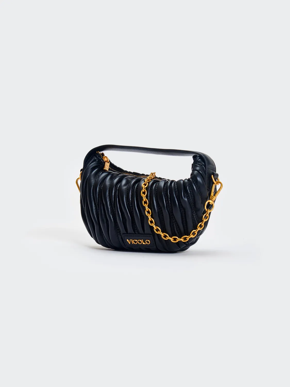 Vicolo Borsa Croissant Matelasse nera borsa mano